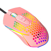 LEAVEN S50 6Keys Macro Definition Programmable RGB Lighted Gaming Wired Mouse, Cable Length: 1.5m(Pink)