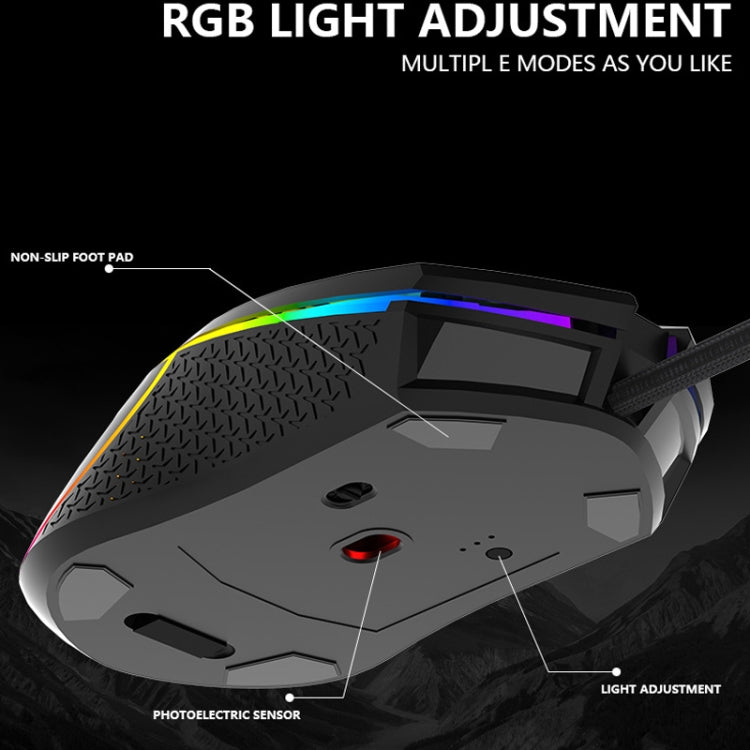 LEAVEN S50 6Keys Macro Definition Programmable RGB Lighted Gaming Wired Mouse, Cable Length: 1.5m(White)