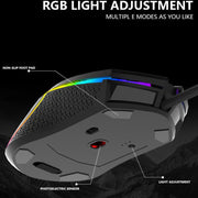 LEAVEN S50 6Keys Macro Definition Programmable RGB Lighted Gaming Wired Mouse, Cable Length: 1.5m(Pink)