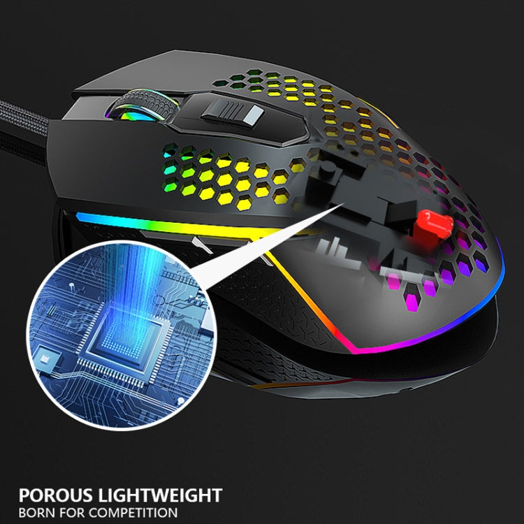 LEAVEN S50 6Keys Macro Definition Programmable RGB Lighted Gaming Wired Mouse, Cable Length: 1.5m(Black)