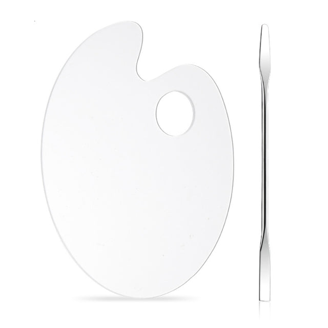 Acrylic Makeups Manicure Transparent Palette With Color Stick, Specification: Elliptical Plate+Stick