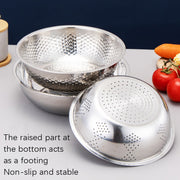 3 PCS / Set SiGang Stainless Steel Rice Washing and Vegetable Draining Basin(24cm+26cm+28cm)