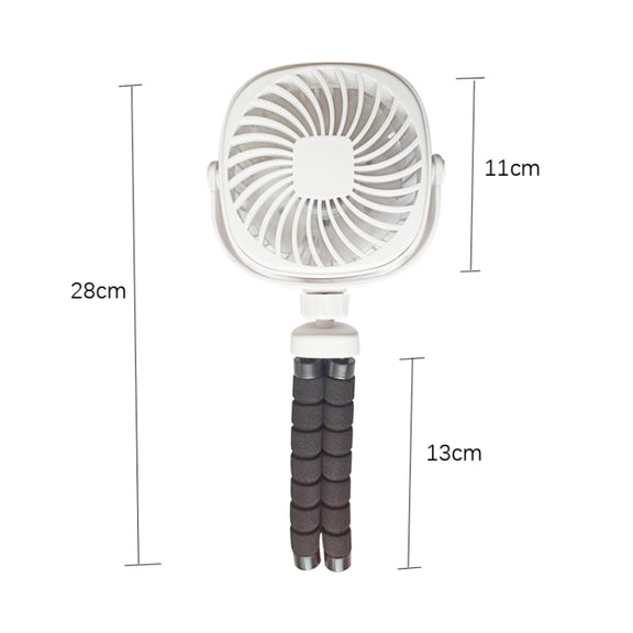 Octopus Stroller Deformation Fan Desktop Portable Handheld USB Small Fan, Colour: 1200mAh White