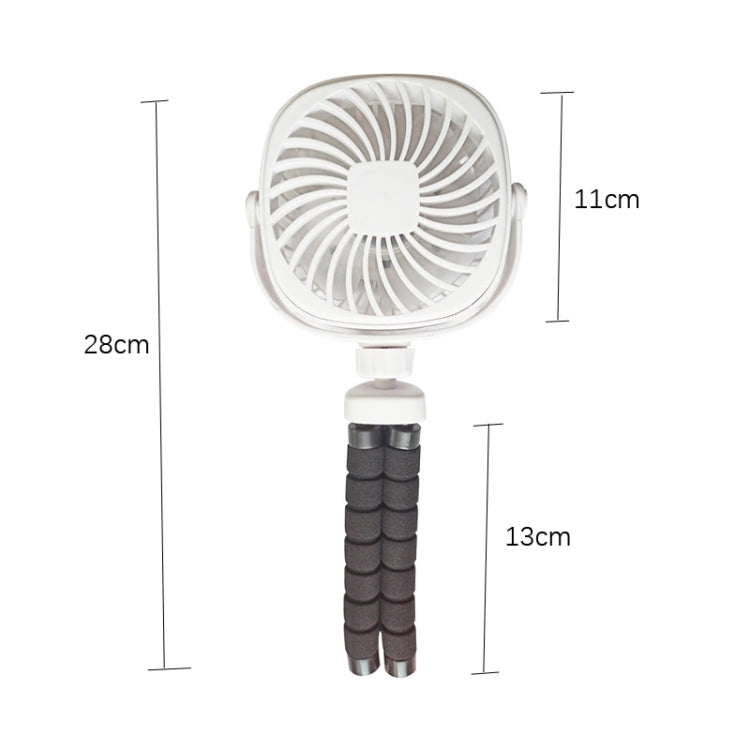Octopus Stroller Deformation Fan Desktop Portable Handheld USB Small Fan, Colour: 1200mAh White