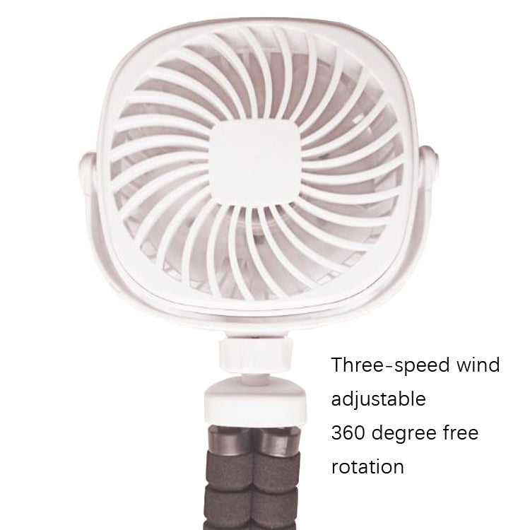 Octopus Stroller Deformation Fan Desktop Portable Handheld USB Small Fan, Colour: 1200mAh White