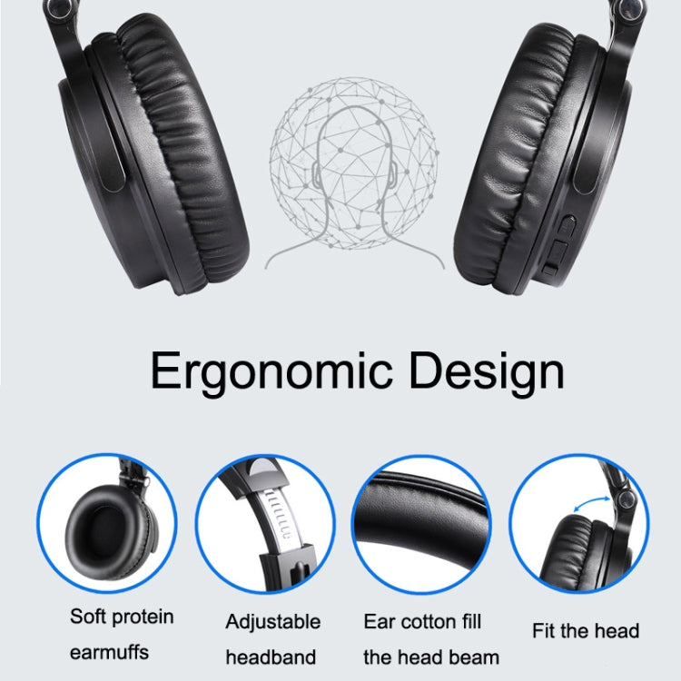 OneOdio PRO-C Bilateral Stereo Pluggable Over-Ear Wireless Bluetooth Monitor Headset(Black) - free shipping - PMC Jewellery - Order now!