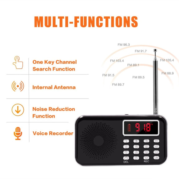 Y-619  FM/AM Mini Radio MP3 Rechargeable Music Player Support TF/SD Card with LED Display(Blue)