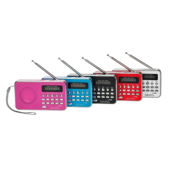 L-938  MP3 Audio Player FM Radio Support  SD MMC Card AUX-IN Earphone-out(Red)