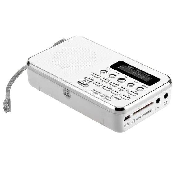L-938  MP3 Audio Player FM Radio Support  SD MMC Card AUX-IN Earphone-out(White)