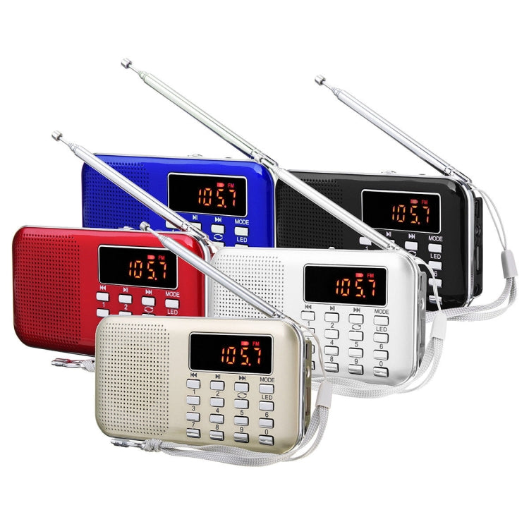 L-218AM  MP3 Radio Speaker Player Support TF Card USB with LED Flashlight Function(Black)