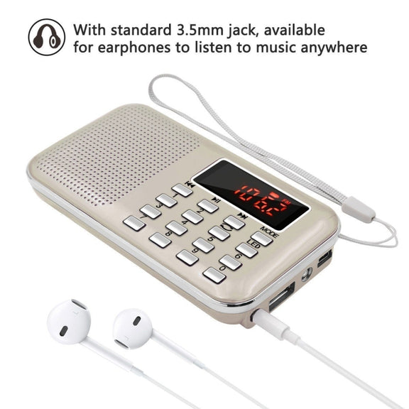 L-218AM  MP3 Radio Speaker Player Support TF Card USB with LED Flashlight Function(Black)