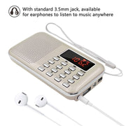 L-218AM  MP3 Radio Speaker Player Support TF Card USB with LED Flashlight Function(White)