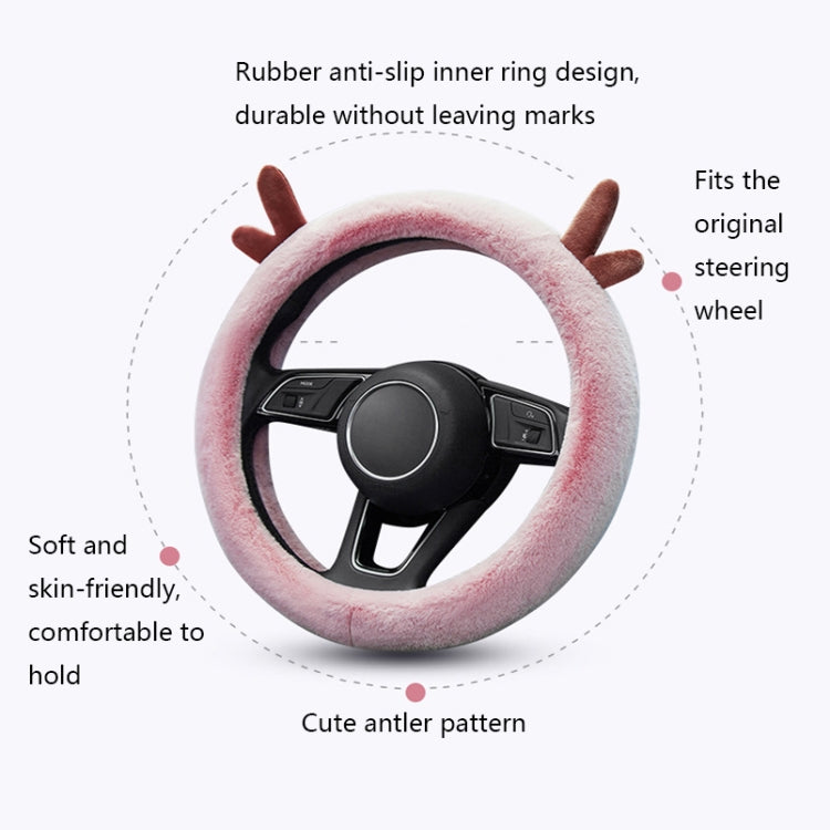 Antler Thick Plush Steering Wheel Cover, Style: O Type (Gray)