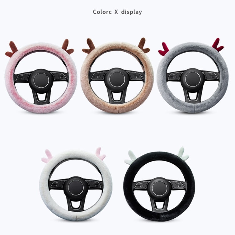 Antler Thick Plush Steering Wheel Cover, Style: O Type (Black)