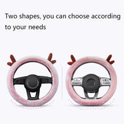 Antler Thick Plush Steering Wheel Cover, Style: O Type (Black)