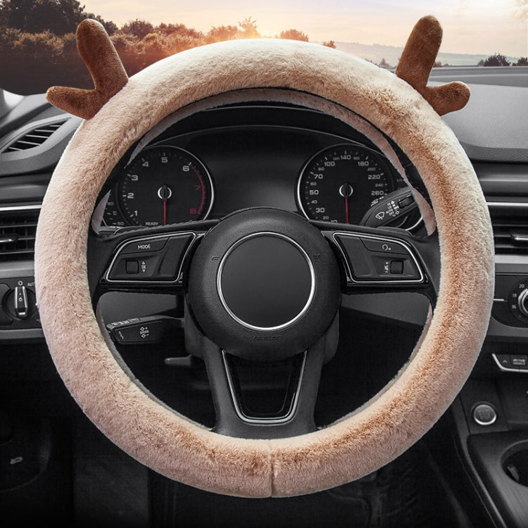 Antler Thick Plush Steering Wheel Cover, Style: O Type (Camel) - Steering Wheel Accessories by PMC TechLife | Online Shopping South Africa | PMC TechLife | Buy Now Pay Later Mobicred