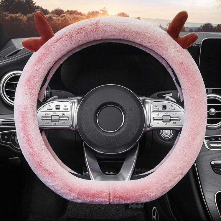 Antler Thick Plush Steering Wheel Cover, Style: D Type (Pink) - Steering Wheel Accessories by PMC TechLife | Online Shopping South Africa | PMC TechLife | Buy Now Pay Later Mobicred