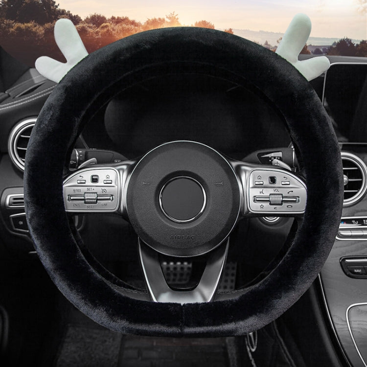 Antler Thick Plush Steering Wheel Cover, Style: D Type (Black) - free shipping - PMC TechLife - Order now!