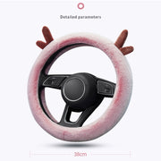 Antler Thick Plush Steering Wheel Cover, Style: D Type (Camel)