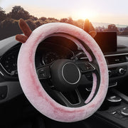 Antler Thick Plush Steering Wheel Cover, Style: D Type (White)