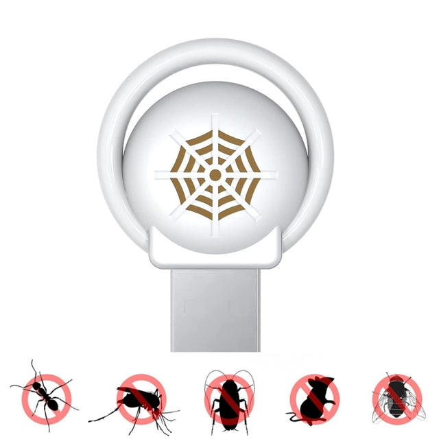 USB Car Mouse Repellent Ultrasonic Mosquito Insect Repellent With Atmosphere Light( White)