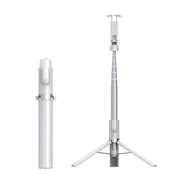 Desktop Multi-Function Live 1.3m Tripod Portable Integrated Bluetooth Selfie Rod(White Silver)