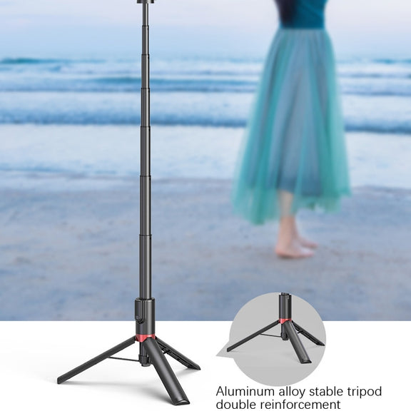 Desktop Multi-Function Live 1.3m Tripod Portable Integrated Bluetooth Selfie Rod(White Silver)