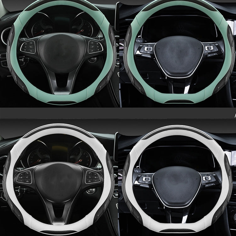 Leather Carbon Fiber Stitching Car Steering Wheel Set, Diameter: 38cm(Black Blue D Shape) - Steering Wheel Accessories by PMC TechLife | Online Shopping South Africa | PMC TechLife | Buy Now Pay Later Mobicred
