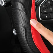 Leather Carbon Fiber Stitching Car Steering Wheel Set, Diameter: 38cm(Black Round)