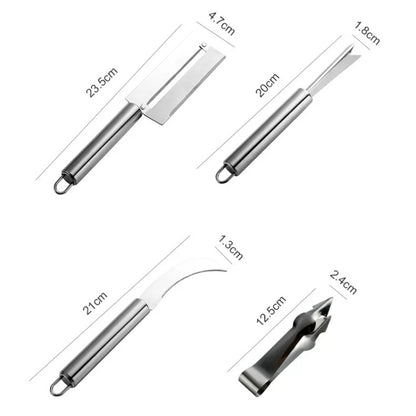 4 In 1 Stainless Steel Pineapple Knife Fruit Knife Sugar Cane Peeler - Cutter & Peeler by PMC Jewellery | Online Shopping South Africa | PMC Jewellery | Buy Now Pay Later Mobicred