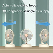 F10 Portable Quiet Desktop Retro Moving Head USB Fan(Milk White)