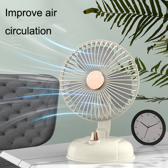 F10 Portable Quiet Desktop Retro Moving Head USB Fan(Milk White)