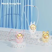 Star Pet Hanging Neck Fan USB Hand-Held Silent Luminous Fan(White)