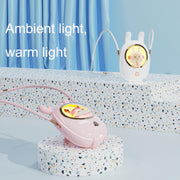 Star Pet Hanging Neck Fan USB Hand-Held Silent Luminous Fan(White)