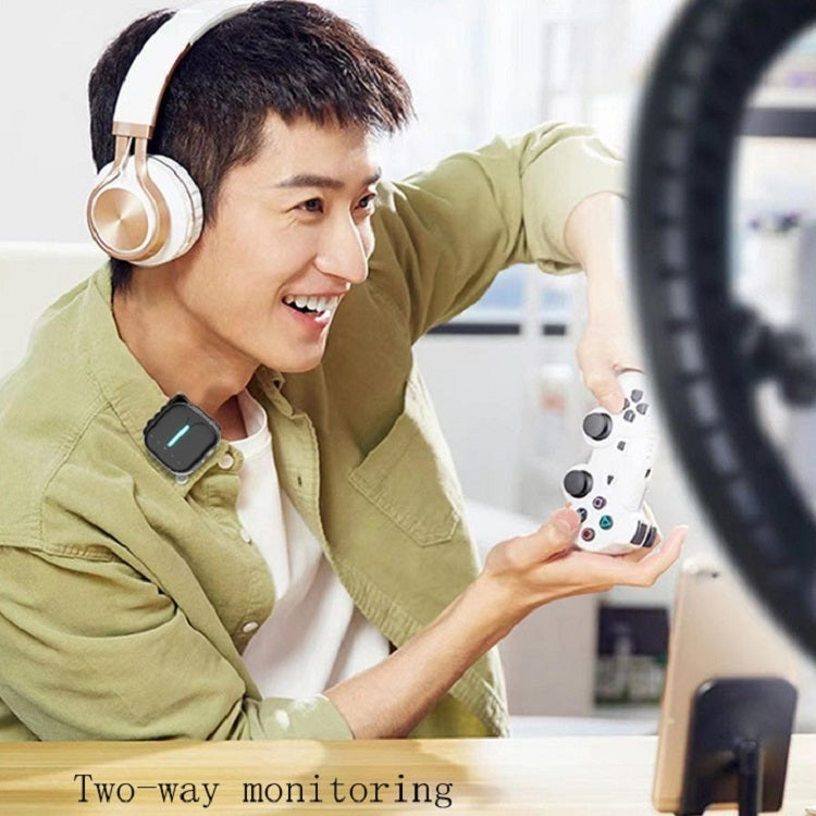 Outdoor Professional Noise-cancelling Wireless Lavalier Microphone Type-C+External Microphone - Microphone by elebest | Online Shopping South Africa | PMC TechLife | Buy Now Pay Later Mobicred