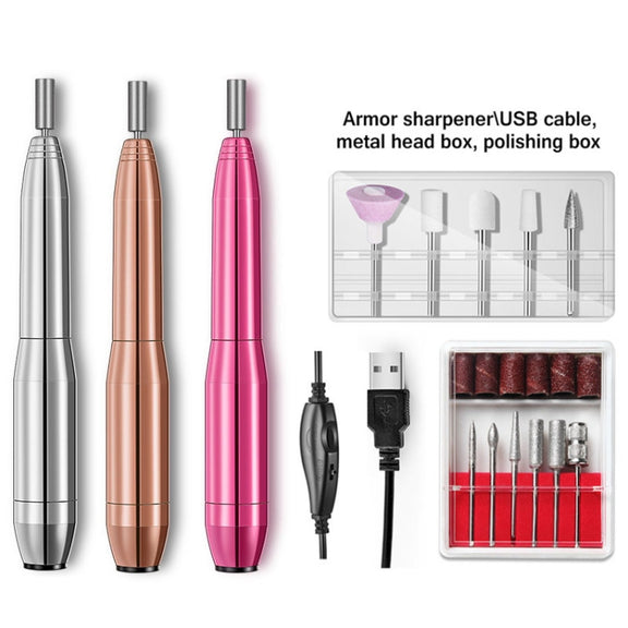Aluminum Alloy Nail Grinding Machine USB Electric Nail Polish Remover(Rose Pink)