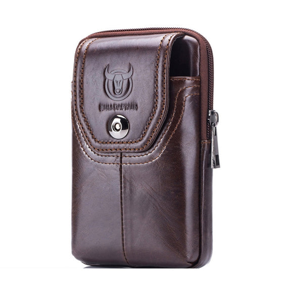 BULL CAPTAIN  Leather Multifunctional Waist Bag For Men(Brown-05)