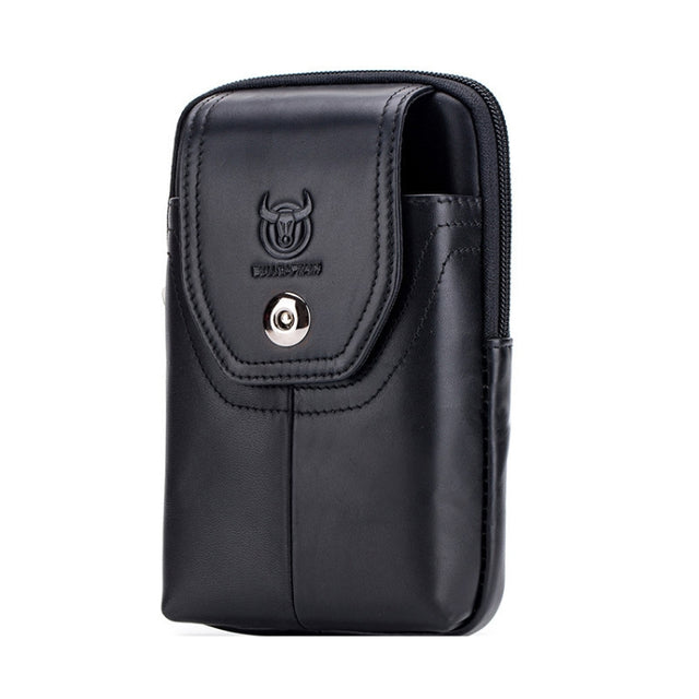 BULL CAPTAIN  Leather Multifunctional Waist Bag For Men(Black-05)
