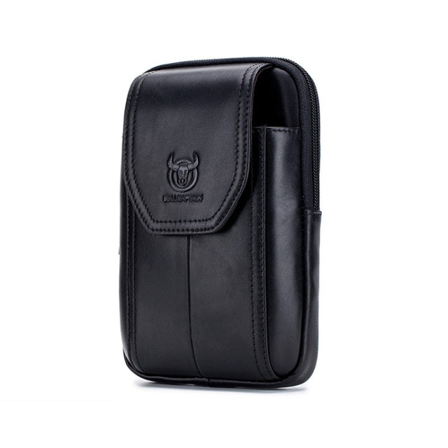 BULL CAPTAIN  Leather Multifunctional Waist Bag For Men(Black-08)