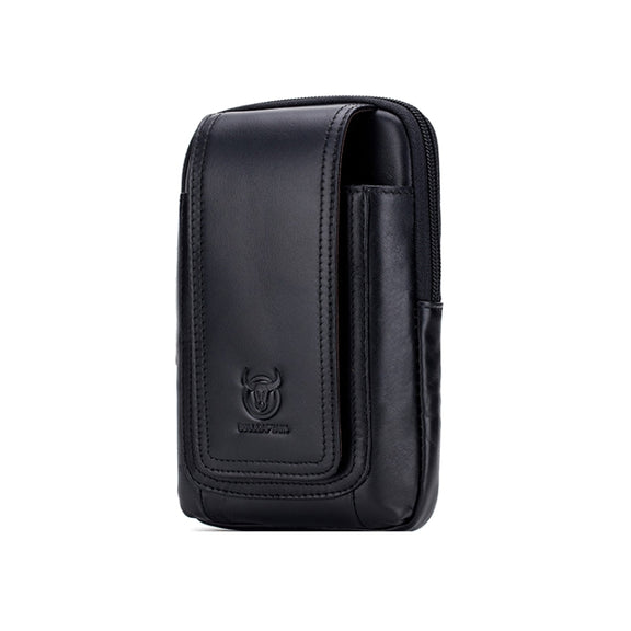 BULL CAPTAIN  Leather Multifunctional Waist Bag For Men(Black-10)