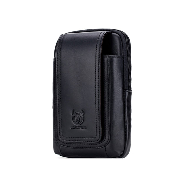 BULL CAPTAIN  Leather Multifunctional Waist Bag For Men(Black-10)