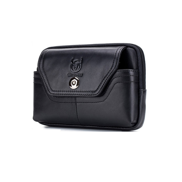 BULL CAPTAIN  Leather Multifunctional Waist Bag For Men(Black-04)