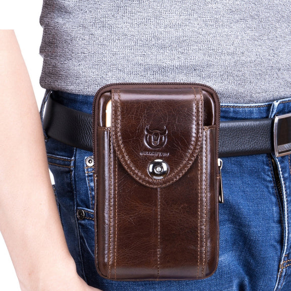 BULL CAPTAIN  Leather Multifunctional Waist Bag For Men(Brown-08)