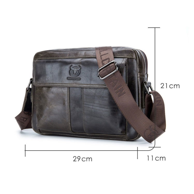 BULL CAPTAIN  Double Layer Leather One Shoulder Messenger Bag For Men(Beige)