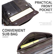 BULL CAPTAIN  Double Layer Leather One Shoulder Messenger Bag For Men(Beige)