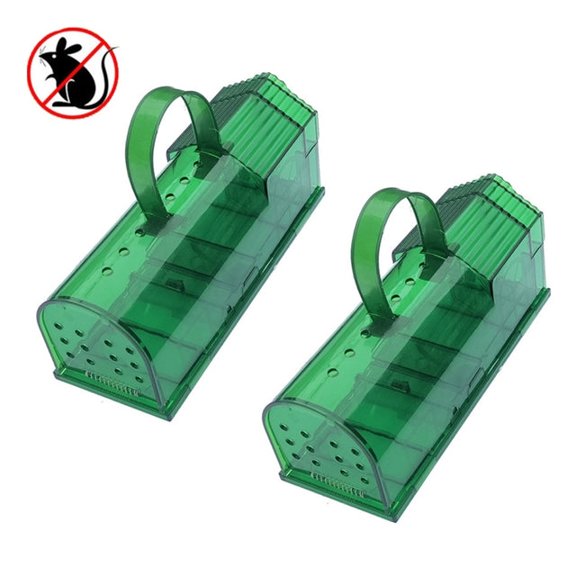 2 PCS  Large Plastic Mousetrap Mouse Cage Pedal Trap(Green)