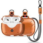 Earphone Cowhide Leather Sleeve Storage Box Protective Case with Lanyard For AirPods Pro(Green)