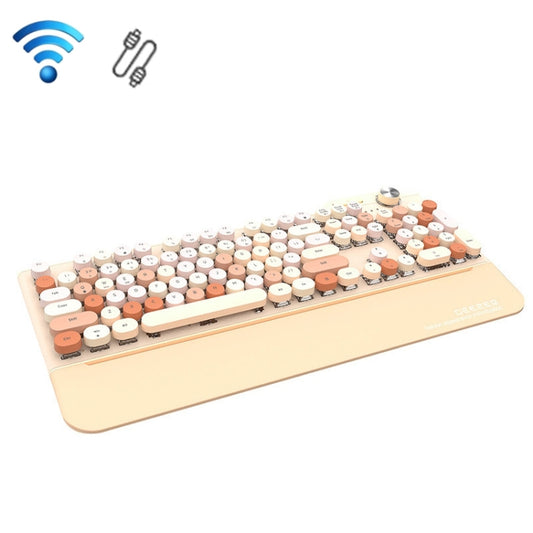 Mofii GEEZER G7 107 Keys Wired / Wireless / Bluetooth Three Mode Mechanical Keyboard, Cable Length: 1.5m(Milk Tea) - free shipping - PMC Jewellery - Order now!