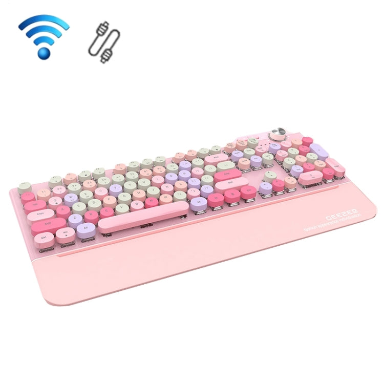 Mofii GEEZER G7 107 Keys Wired / Wireless / Bluetooth Three Mode Mechanical Keyboard, Cable Length: 1.5m(Pink) - free shipping - PMC Jewellery - Order now!