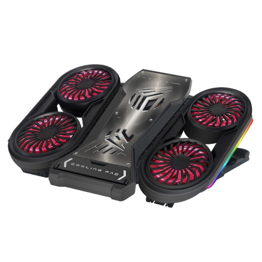 NUOXI Q6 RGB Lighting Effect Laptop Radiator with Phone Holder(Red) - free shipping - PMC Jewellery - Order now!